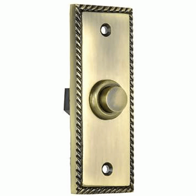 3 1/3 Inch Solid Brass Doorbell Button (Antique Brass Finish) DELTANA