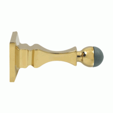 3 1/2 Inch Solid Brass Baseboard Door Bumper Stop (Polished Brass Finish) DELTANA