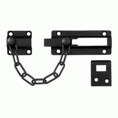 Door Guards, Security, Solid Brass Door Guard, Chain / Doorbolt  (Flat Black Finish) DELTANA