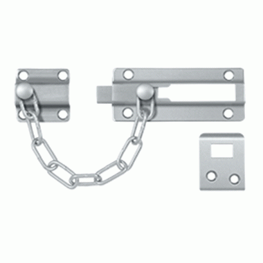 Door Guards, Security, Solid Brass Door Guard, Chain / Doorbolt (Brushed Chrome Finish) DELTANA