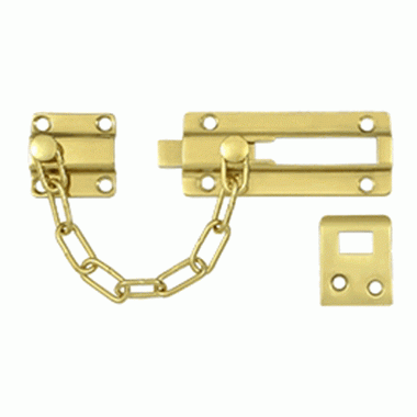 Door Guards, Security, Solid Brass Door Guard, Chain / Doorbolt (Polished Brass Finish) DELTANA