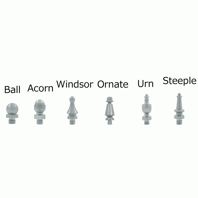 4 1/2 Inch X 4 1/2 Inch Solid Brass Square Hinge Interchangeable Finials (Brushed Chrome Finish) DELTANA