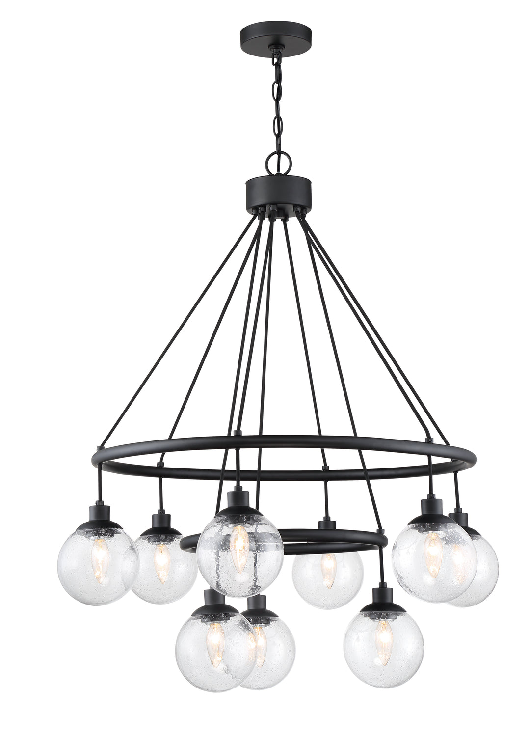 Que 9 Light Chandelier in Flat Black CRAFTMADE