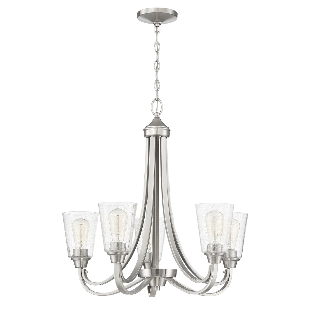 Grace 5 Light Chandelier in Brushed Polished Nickel (Clear Seeded Glass) CRAFTMADE