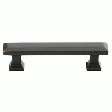 11 1/4 Inch Overall (10 Inch c-c) Brass Geometric Rectangular Pull (Oil Rubbed Bronze Finish) EMTEK