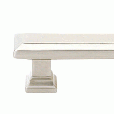 4 1/4 Inch Overall (3 Inch c-c) Brass Geometric Rectangular Pull (Satin Nickel Finish) EMTEK