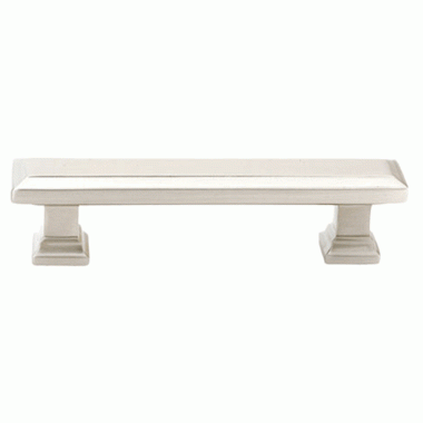 4 1/4 Inch Overall (3 Inch c-c) Brass Geometric Rectangular Pull (Satin Nickel Finish) EMTEK