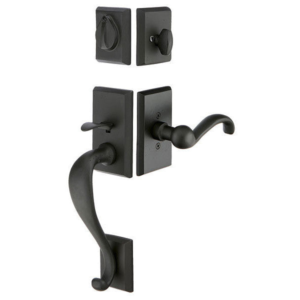 Solid Brass Rectangular Style Entryway Set (Flat Black Finish) EMTEK