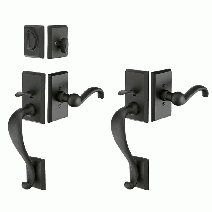 Solid Brass Rectangular Style Entryway Set (Flat Black Finish) EMTEK