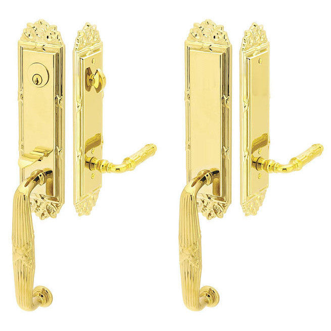 Solid Brass Ribbon and Reed Style Entryway Set (Polished Brass Finish) EMTEK