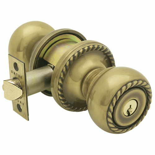 Solid Brass Key In Rope Door Knob Set With Rope Rosette EMTEK