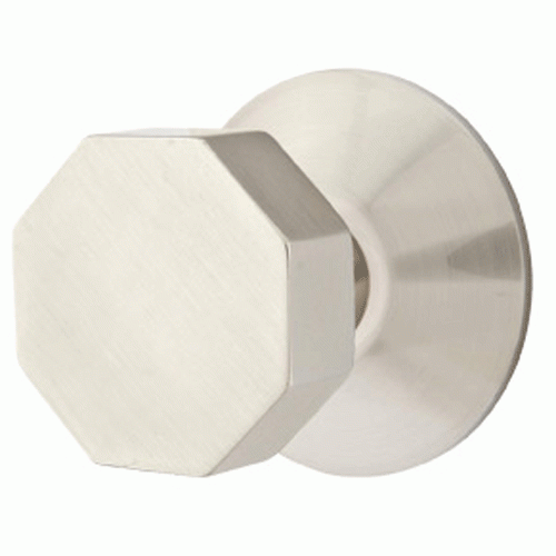 Solid Brass Octagon Door Knob Set With Modern Rosette (Several Finish Options) EMTEK