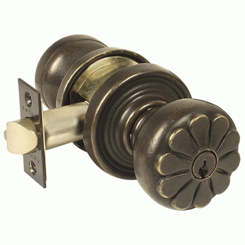 Emtek Solid Brass Key In Petal Door Knob Set With Round Rosette EMTEK