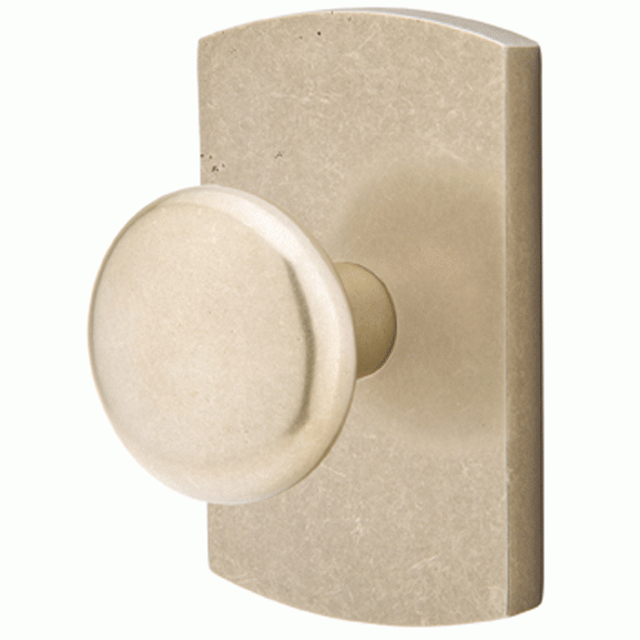 Solid Brass Sandcast Winchester Door Knob Set With Rounded Rectangular Rosette (Several Finish Options) EMTEK