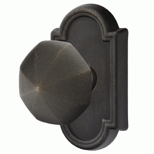 Solid Brass Lost Wax Octagon Door Knob Set With Beveled Arched Rosette (Several Finish Options) EMTEK