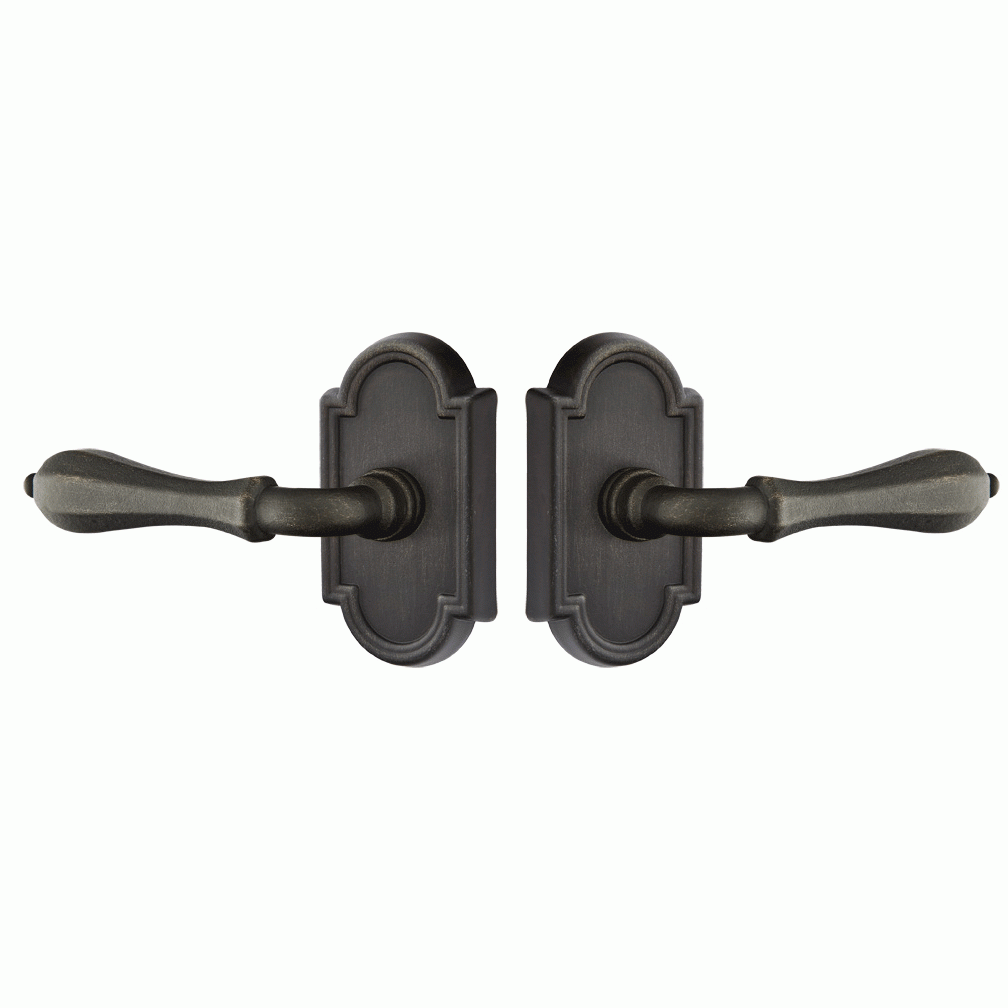 Solid Brass Lost Wax Octagon Lever With Beveled Arched Rosette EMTEK