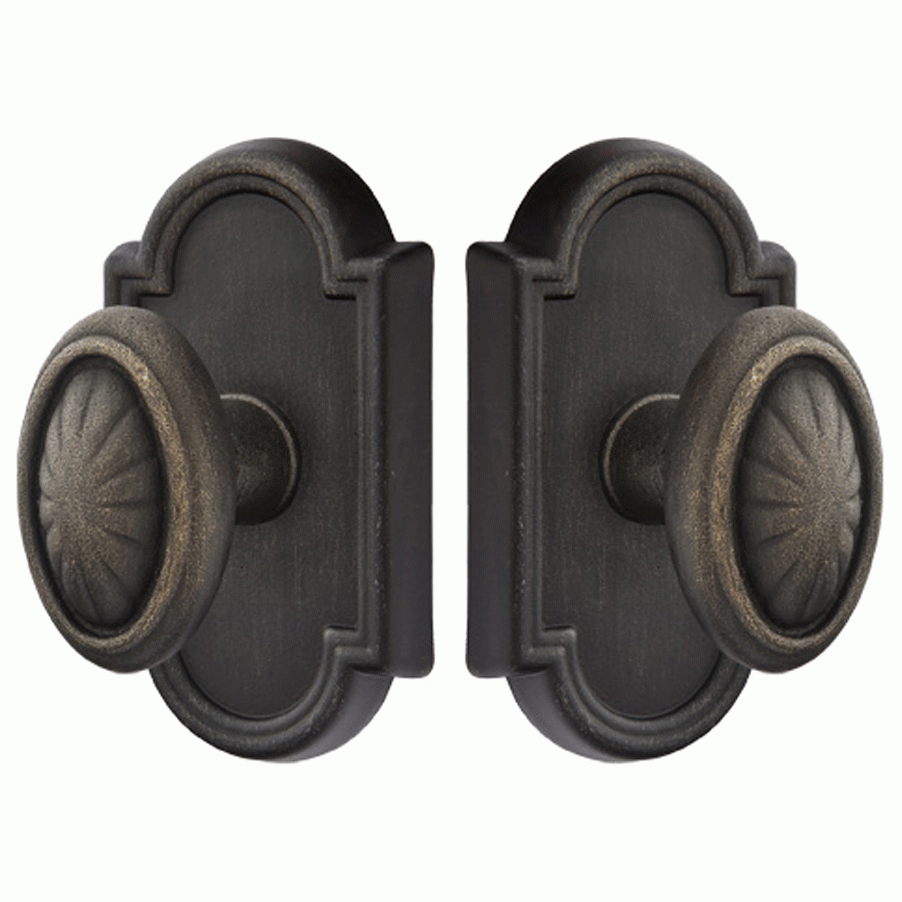 Solid Brass Lost Wax Parma Door Knob Set With Beveled Arched Rosette (Several Finish Options) EMTEK