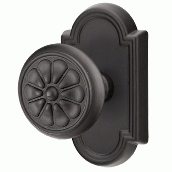 Solid Brass Lost Wax Petal Door Knob Set With Beveled Arched Rosette (Several Finish Options) EMTEK