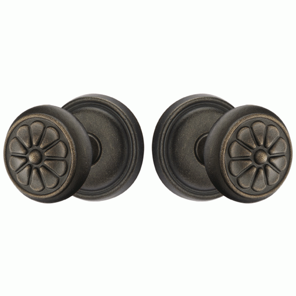 Solid Brass Lost Wax Petal Door Knob Set With Round Rosette (Several Finish Options) EMTEK