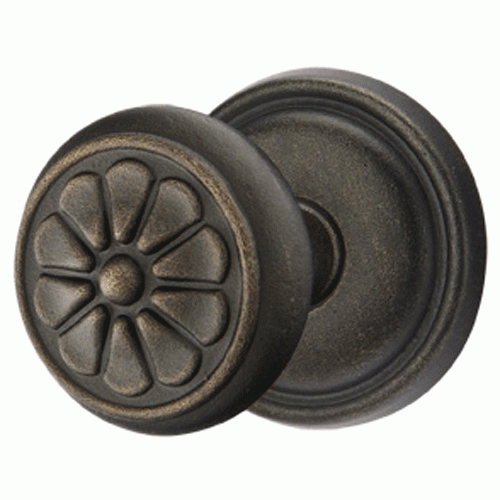 Solid Brass Lost Wax Petal Door Knob Set With Round Rosette (Several Finish Options) EMTEK