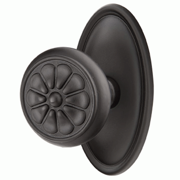 Solid Brass Lost Wax Petal Door Knob Set With Oval Rosette (Several Finish Options) EMTEK