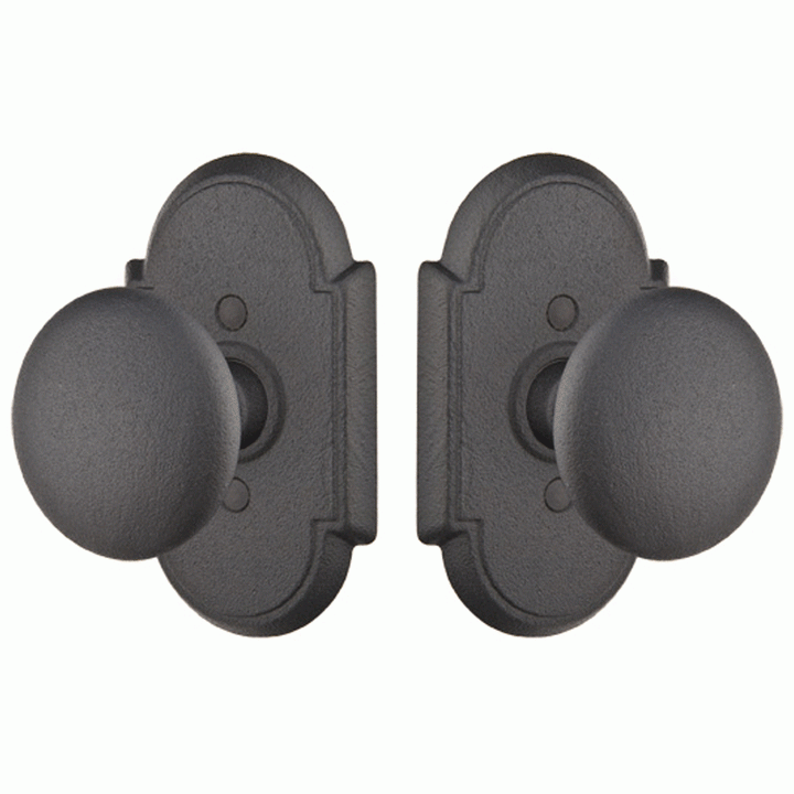 Solid Brass Jamestown Door Knob Set With Arched Rosette (Several Finish Options) EMTEK