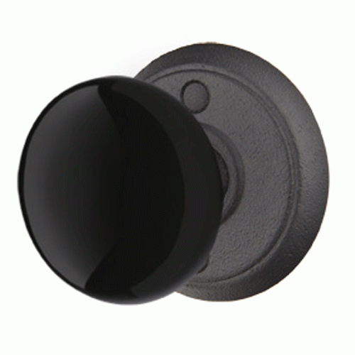 Solid Brass Black Madison Door Knob Set With Disk Rosette (Several Finish Options) EMTEK