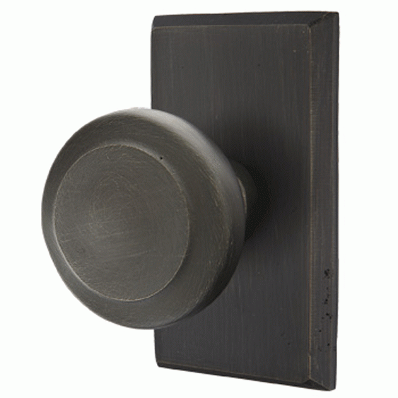 Solid Brass Sandcast Butte Door Knob Set With Rectangular Rosette (Several Finish Options) EMTEK