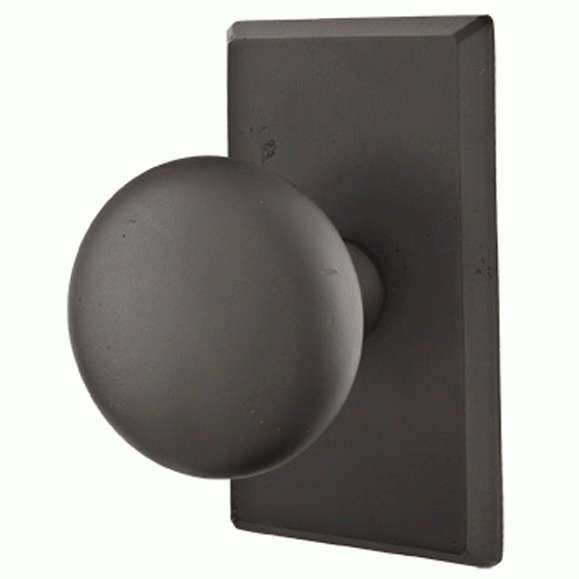 Solid Brass Sandcast Winchester Door Knob Set With Rectangular Rosette (Several Finish Options) EMTEK