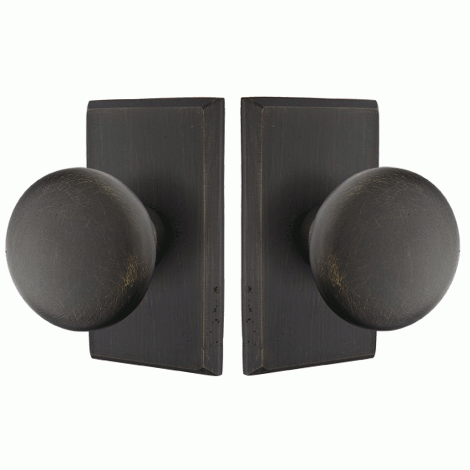 Solid Brass Sandcast Winchester Door Knob Set With Rectangular Rosette (Several Finish Options) EMTEK