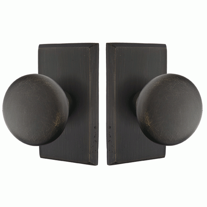 Solid Brass Sandcast Winchester Door Knob Set With Rectangular Rosette (Several Finish Options) EMTEK