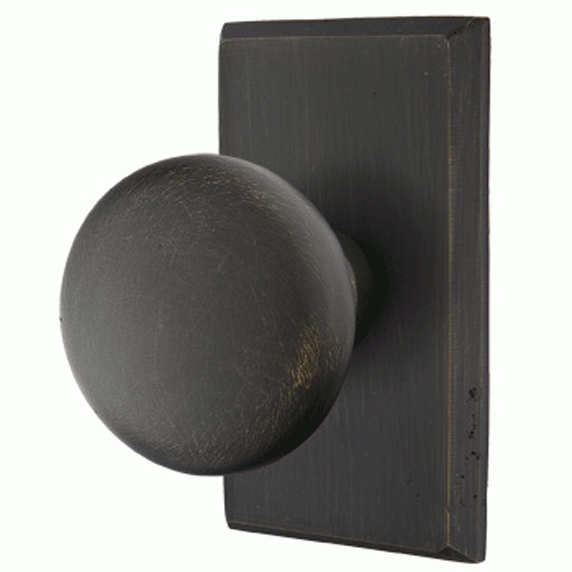 Solid Brass Sandcast Winchester Door Knob Set With Rectangular Rosette (Several Finish Options) EMTEK