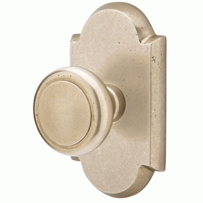 Solid Brass Sandcast Butte Door Knob Set With Arched Rosette (Several Finish Options) EMTEK