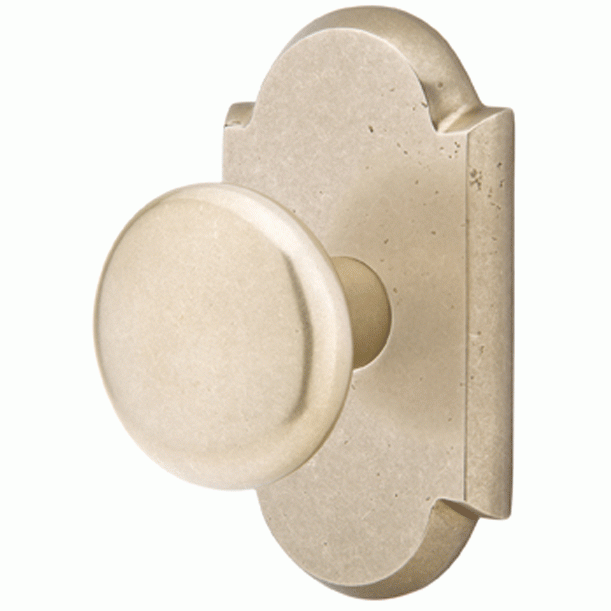 Solid Brass Sandcast Winchester Door Knob Set With Arched Rosette (Several Finish Options) EMTEK