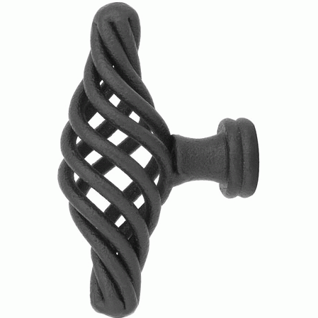 3 3/8 Inch Wrought Steel Bastogne Knob (Flat Black Finish) EMTEK