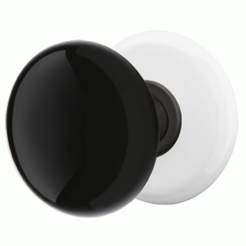 Black Porcelain Ebony Door Knob Set With Porcelain Rosette (Several Finish Options) EMTEK