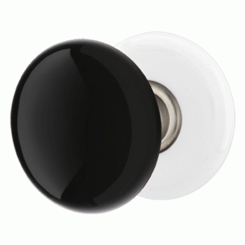 Black Porcelain Ebony Door Knob Set With Porcelain Rosette (Several Finish Options) EMTEK