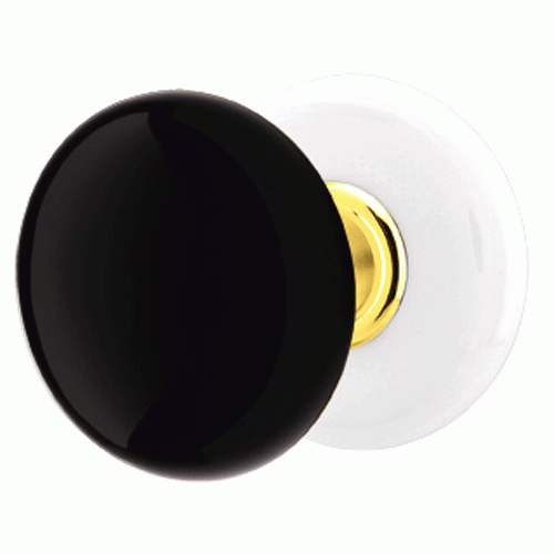 Black Porcelain Ebony Door Knob Set With Porcelain Rosette (Several Finish Options) EMTEK