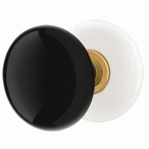 Black Porcelain Ebony Door Knob Set With Porcelain Rosette (Several Finish Options) EMTEK