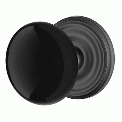 Black Porcelain Ebony Door Knob Set With Regular Rosette (Several Finish Options) EMTEK