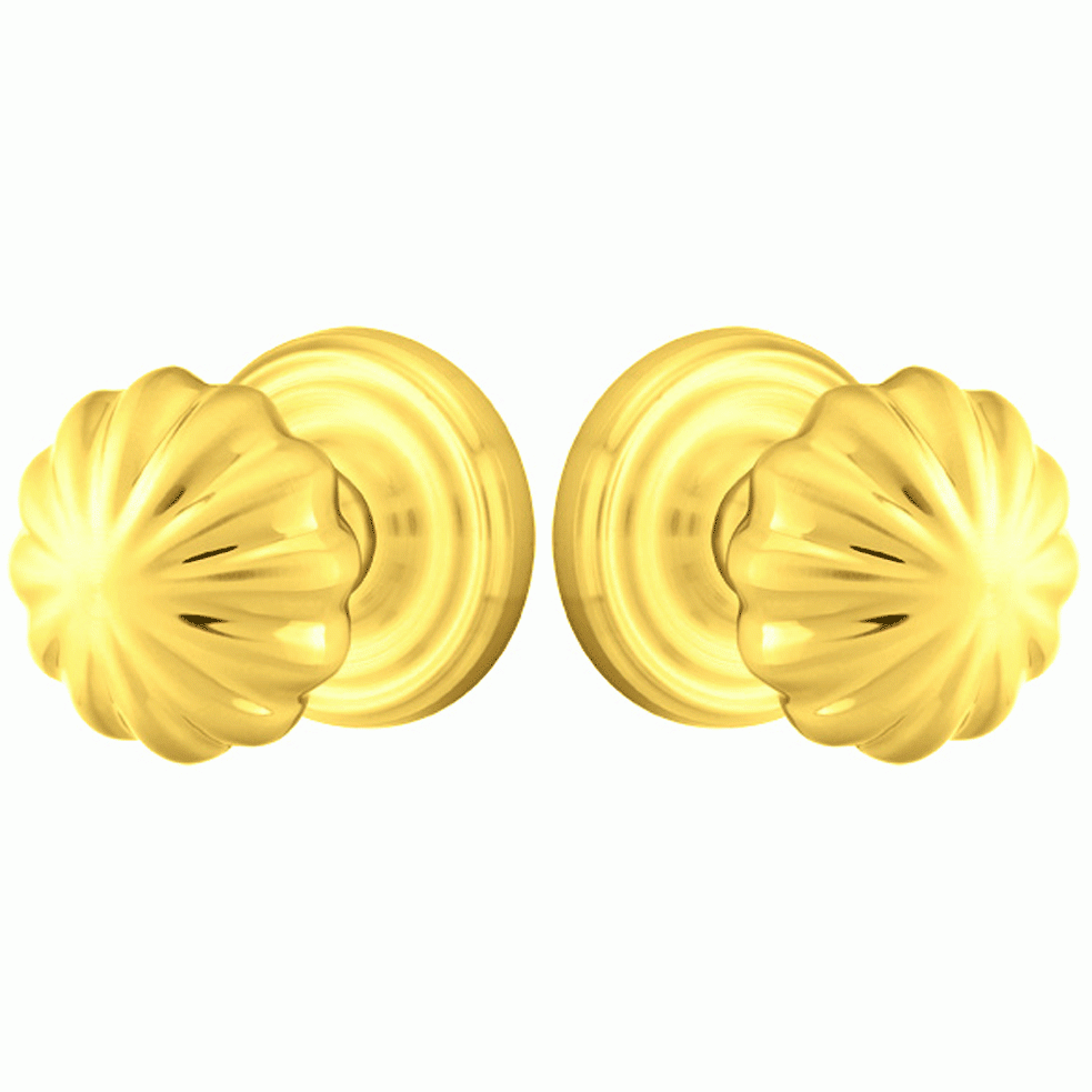 Solid Brass Melon Door Knob Set With Regular Rosette (Several Finish Options) EMTEK