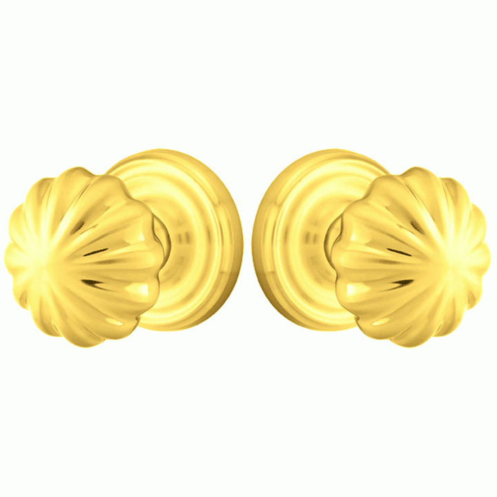 Solid Brass Melon Door Knob Set With Regular Rosette (Several Finish Options) EMTEK