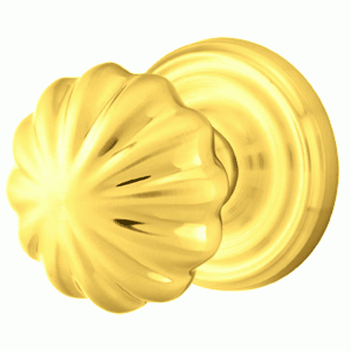 Solid Brass Melon Door Knob Set With Regular Rosette (Several Finish Options) EMTEK