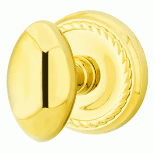 Solid Brass Egg Door Knob Set With Rope Rosette (Several Finish Options) EMTEK