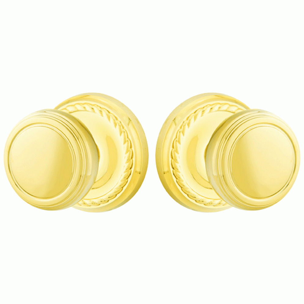 Solid Brass Norwich Door Knob Set With Rope Rosette (Several Finish Options) EMTEK