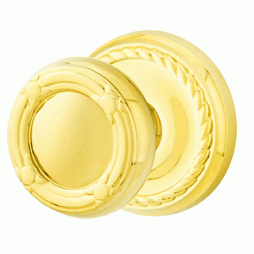 Solid Brass Ribbon & Reed Door Knob Set With Rope Rosette EMTEK