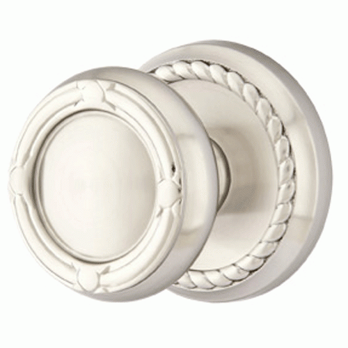 Solid Brass Ribbon & Reed Door Knob Set With Rope Rosette EMTEK