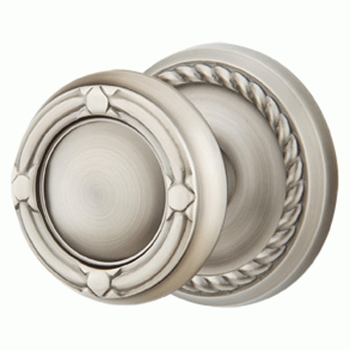 Solid Brass Ribbon & Reed Door Knob Set With Rope Rosette EMTEK