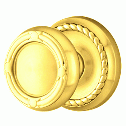 Solid Brass Ribbon & Reed Door Knob Set With Rope Rosette EMTEK