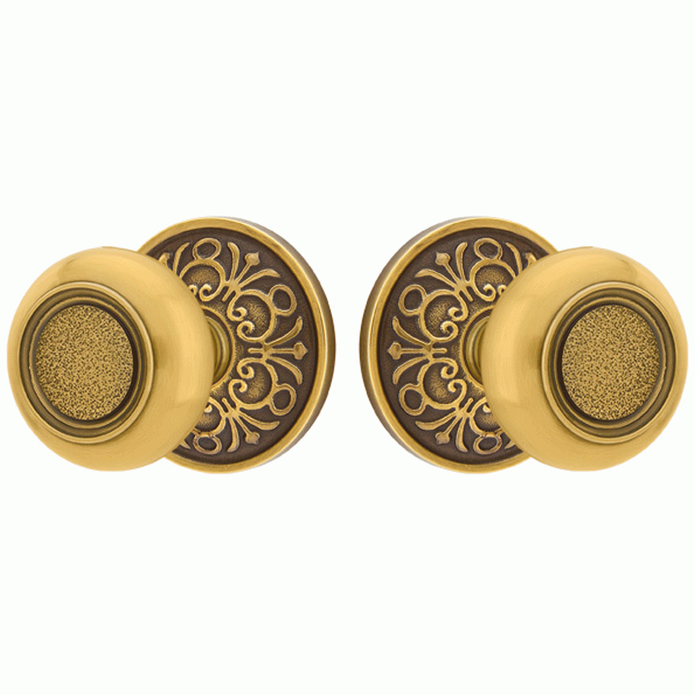 Solid Brass Belmont Door Knob Set With Lancaster Rosette (Several Finish Options) EMTEK